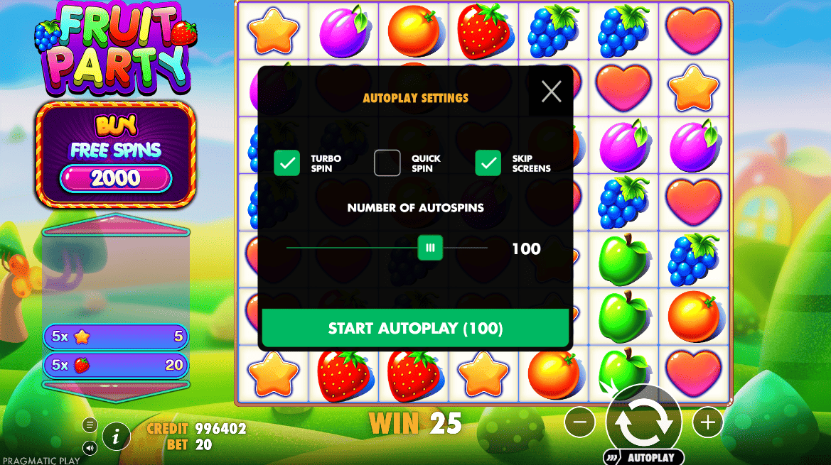 Fruit Party Pragmatic Play Slot con símbolos frutales